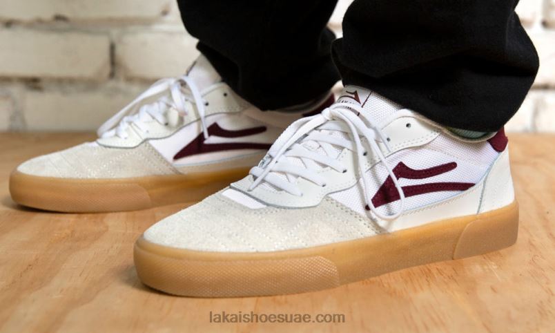 Lakai 0LF8J64كامبريدج جلد أبيض / بورجوندي